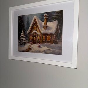 Framed Winter Cottage Art Print